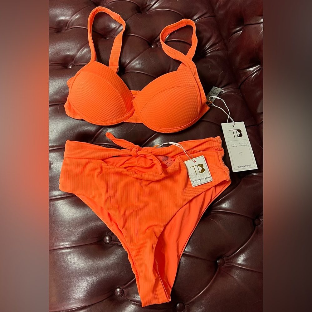 Tinibikini NWT Orange Tangerine Bikini Bathing Suit size Small